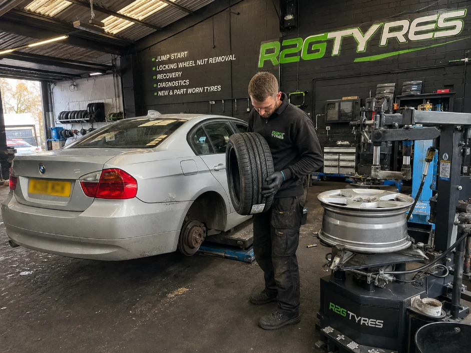 BMW 3 Series New Tyres Fitting R2G Workshop Nottingham
