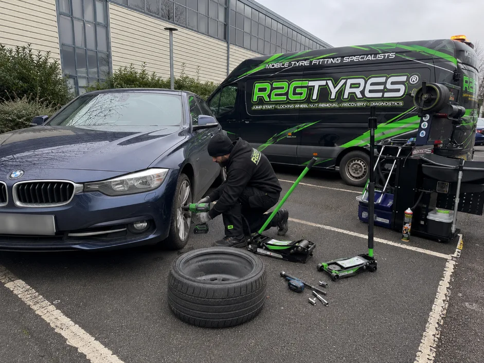 BMW Mobile Tyre fitting near commercial complex in Nottingham